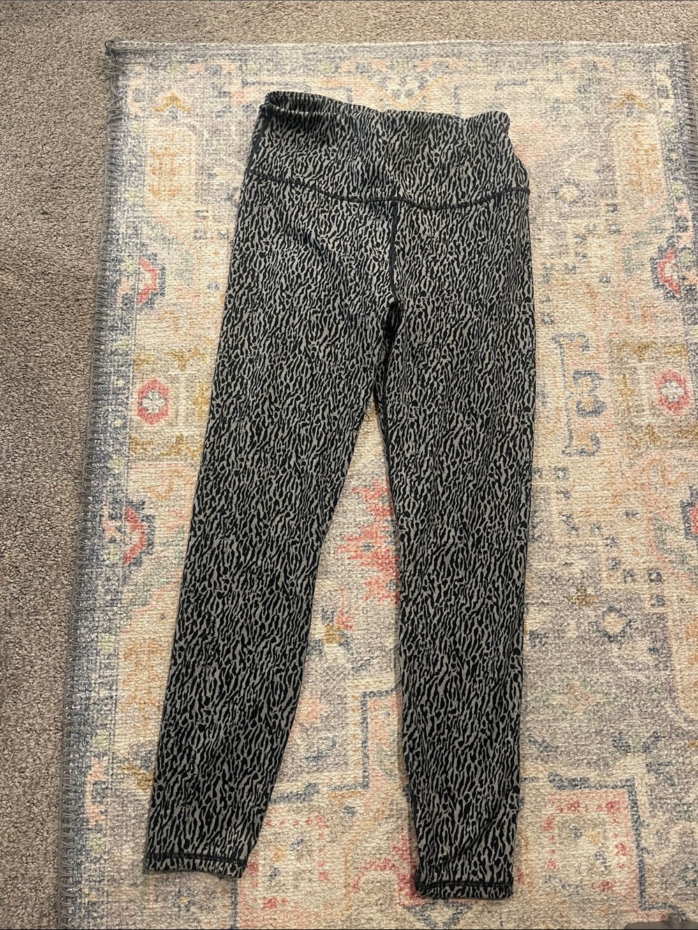 Athleta Black and White Animal-Print Leggings